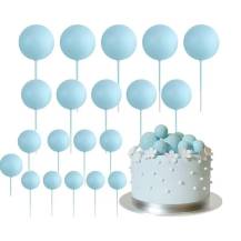 Zápich do dortu Koule světle modré různé velikosti (20 ks)