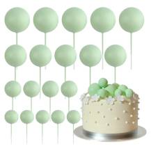 Zápich do dortu Koule světle zelené různé velikosti (20 ks)