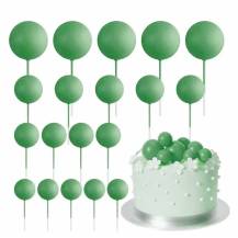 Zápich do dortu Koule zelené různé velikosti (20 ks)