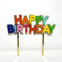 Zápich do dortu barevný Happy Birthday