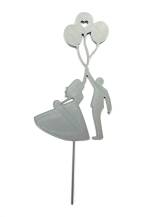 Para młoda z balonami, srebrna dekoracja