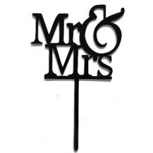 Zapichovacia plastová dekorácia Mr & Mrs čierna